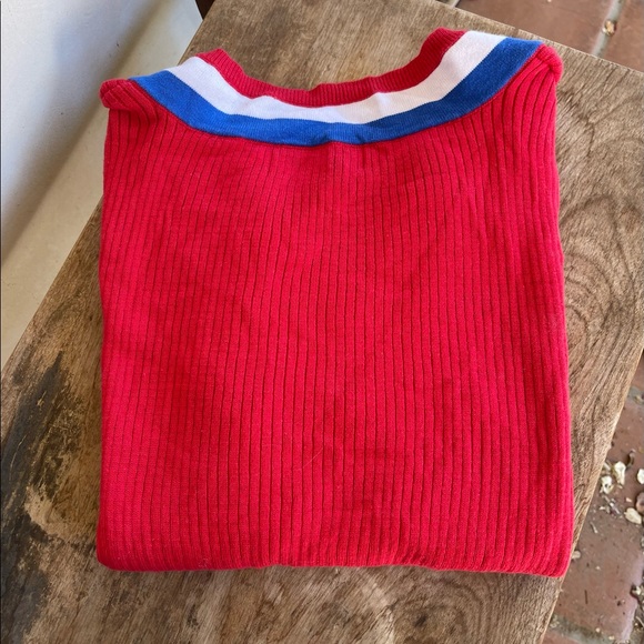RALPH LAUREN Active Red White Blue Nautical Patriotic Short Sleeve Sweater Sz XL - Picture 4 of 12